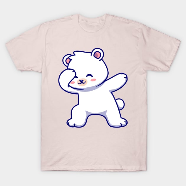 Cute Polar Bear Dabbing Cartoon T-Shirt by Catalyst Labs